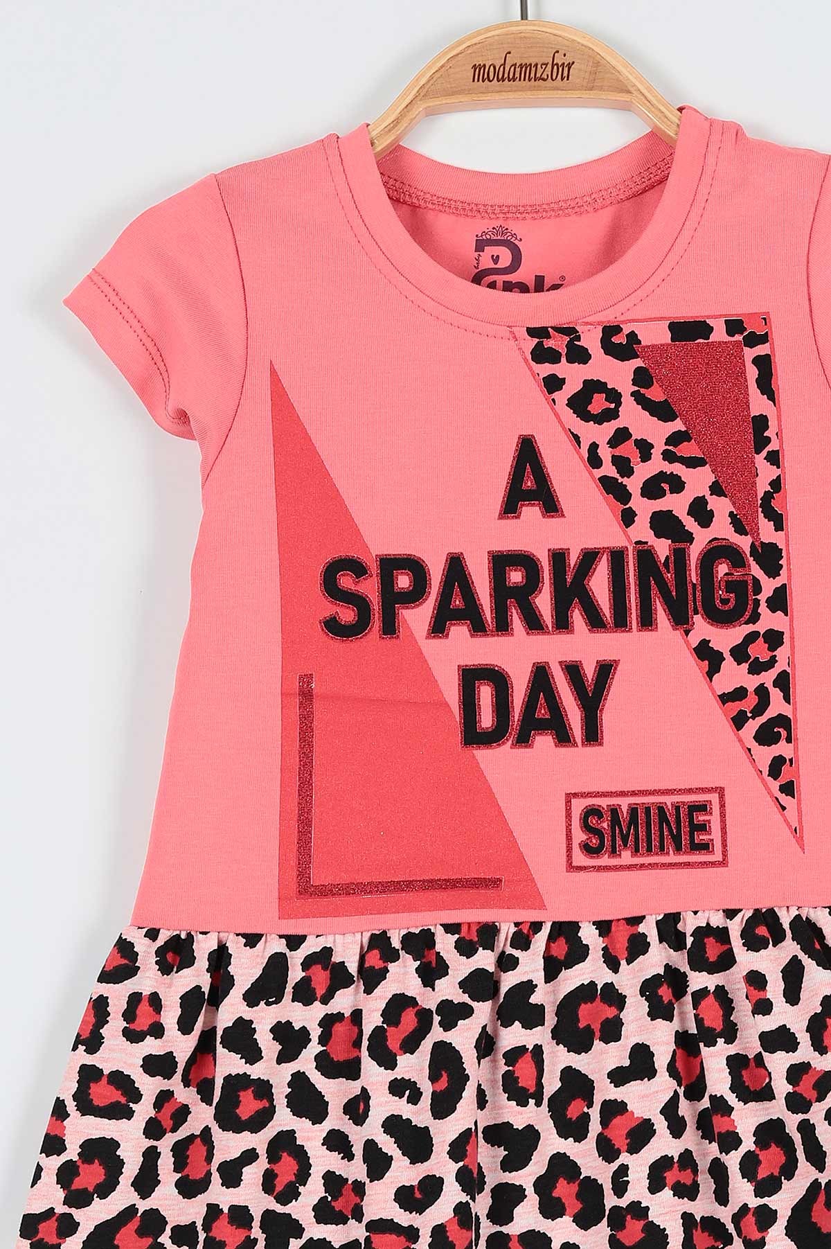 Nar Çiçeği (2-5 Yaş) Sparkıng Day Leopar Baskılı Kız Çocuk Elbise 190996