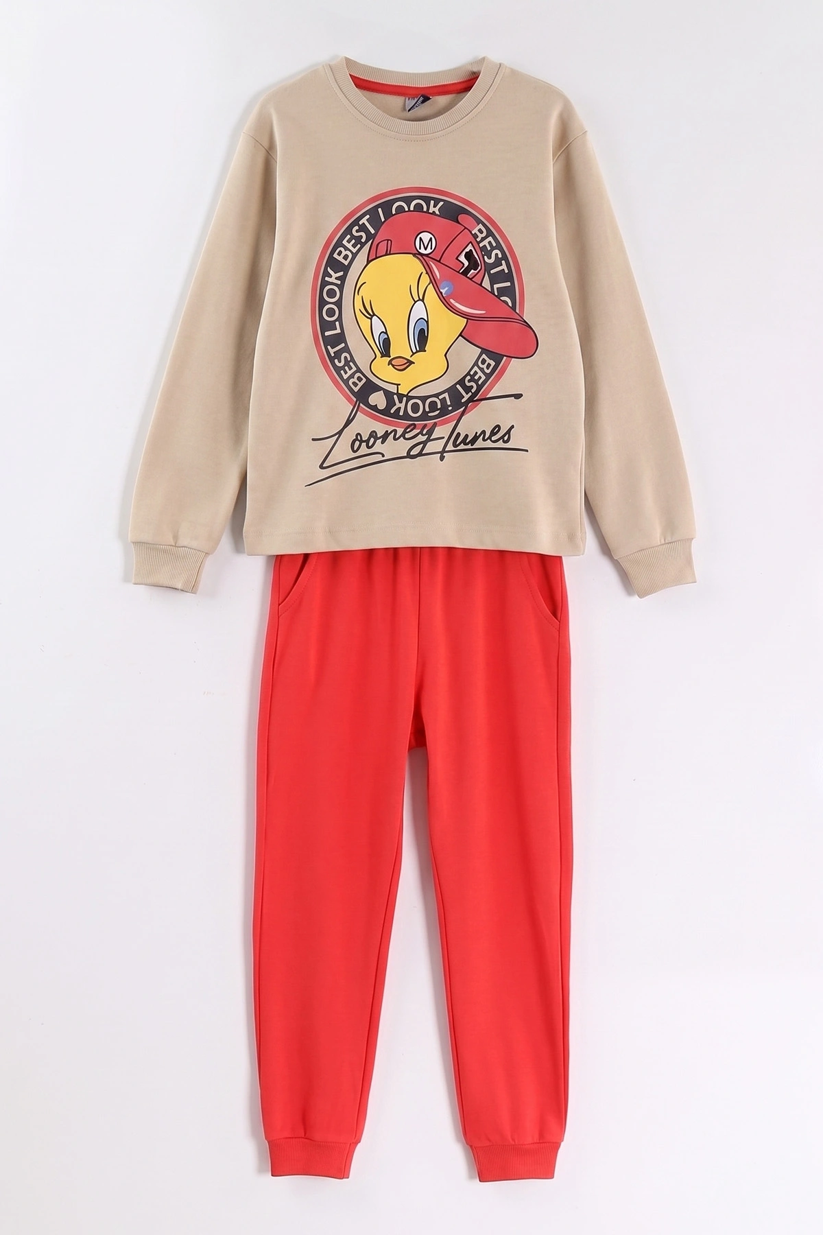 Nar Çiçeği (3-11 Yaş) Karakter Baskılı Ribana Kumaş Kız Çocuk Pijama Takımı 477103
