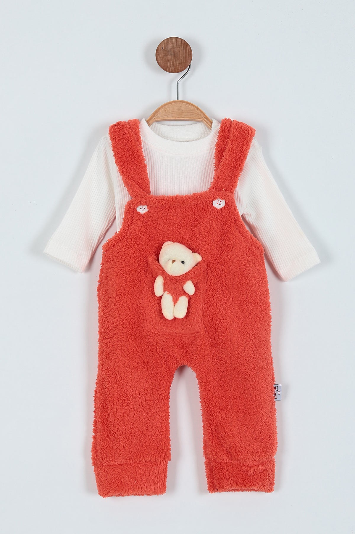 Nar Çiçeği (3-15 Ay) Ayı Oyuncaklı Welsoft İkili Erkek Bebe Salopet 220532