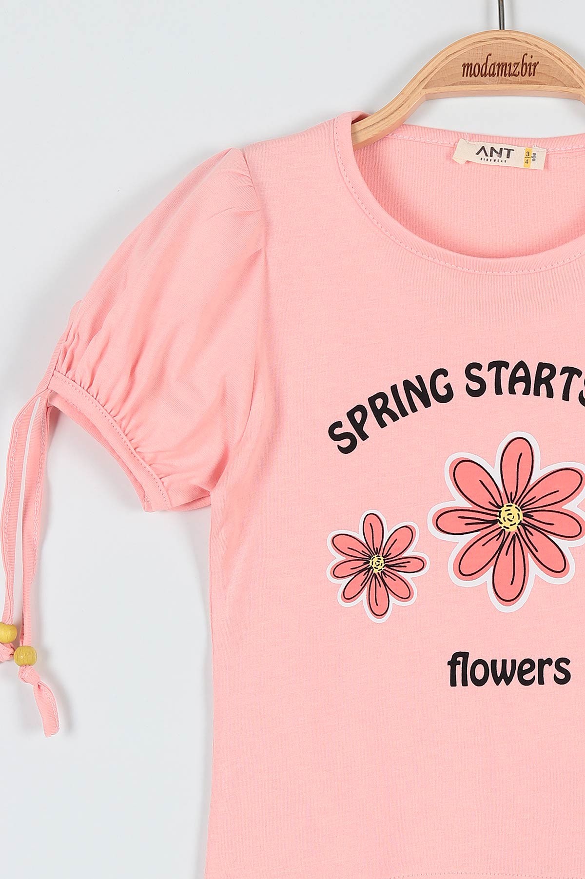 Nar Çiçeği (3-7 Yaş) Çiçek Flowers Baskılı Boncuklu Şortlu Kız Çocuk Takım 186317