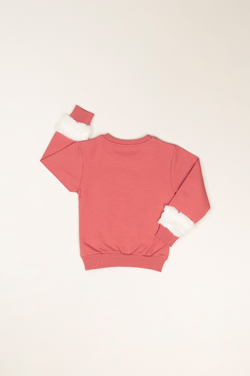 Nar Çiçeği (3-7 Yaş) Wish Taş Baskılı İçi Şardonlu Kız Çocuk Sweatshirt 82670