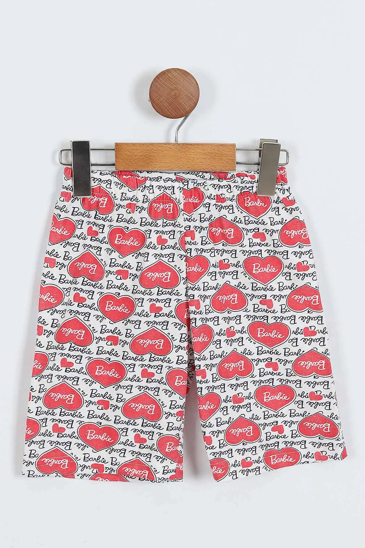 Nar Çiçeği (4-12 Yaş) Kalpli Yazı Desenli Kısa Kol ve Şortlu Yazlık Kız Çocuk Pijama Takım 341030