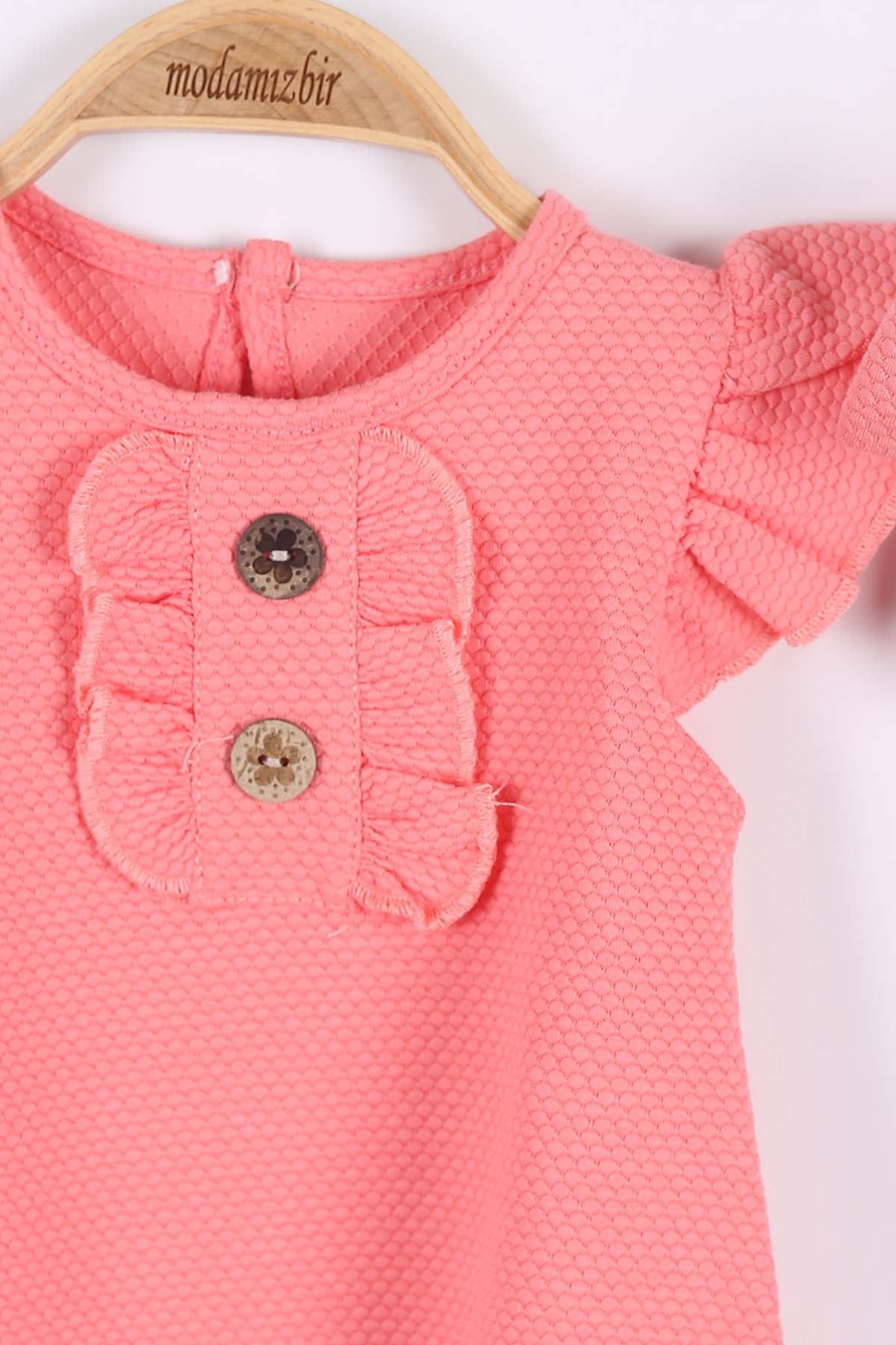 Nar Çiçeği (6-18 Ay) Güpürlü Düğme Detaylı Kız Bebe Tulum 175397