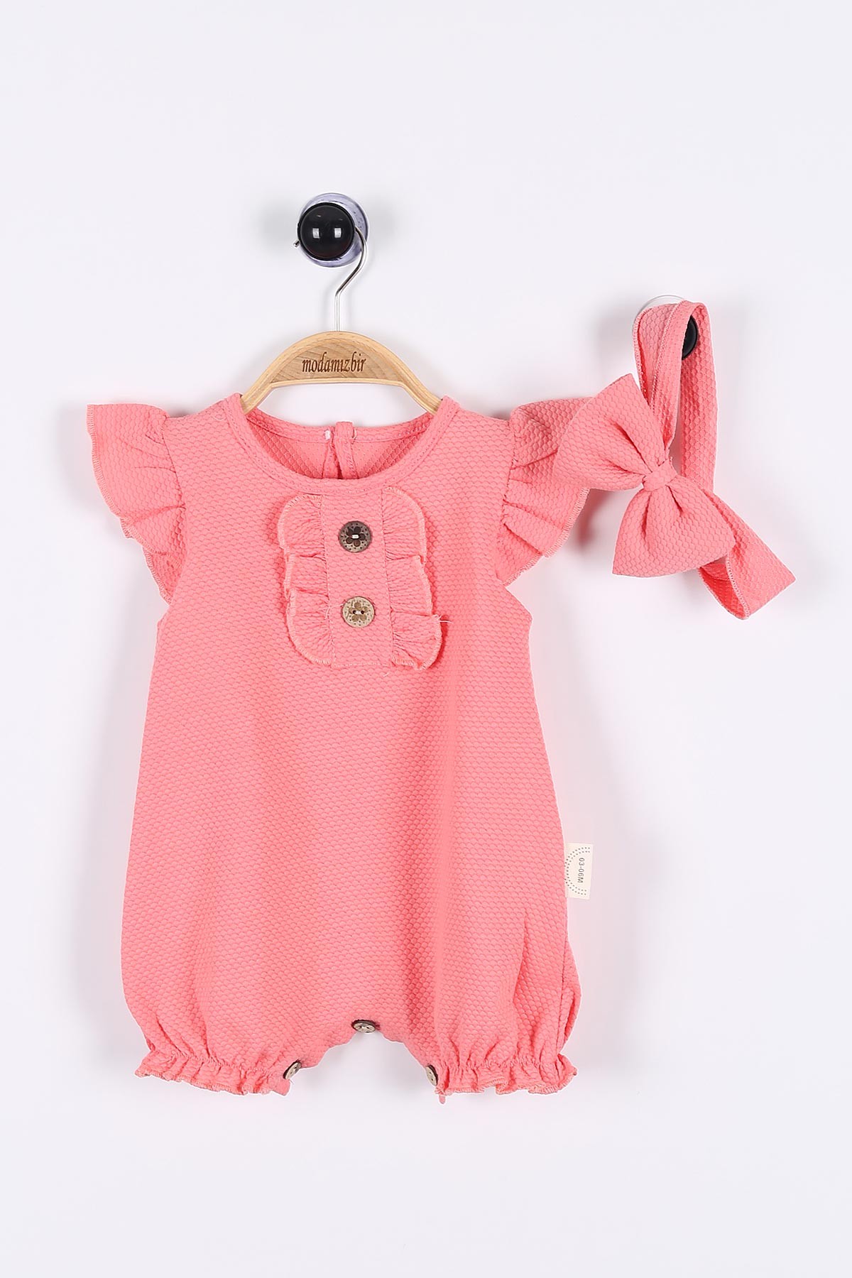 Nar Çiçeği (6-18 Ay) Güpürlü Düğme Detaylı Kız Bebe Tulum 175397