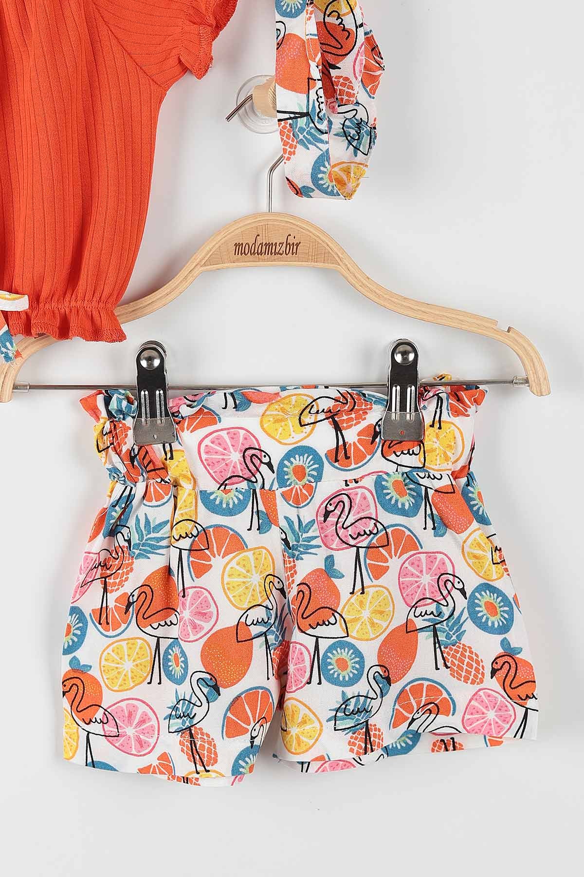 Nar Çiçeği (6-24 Ay) Flamingo Desenli Kız Bebek Takım 175719