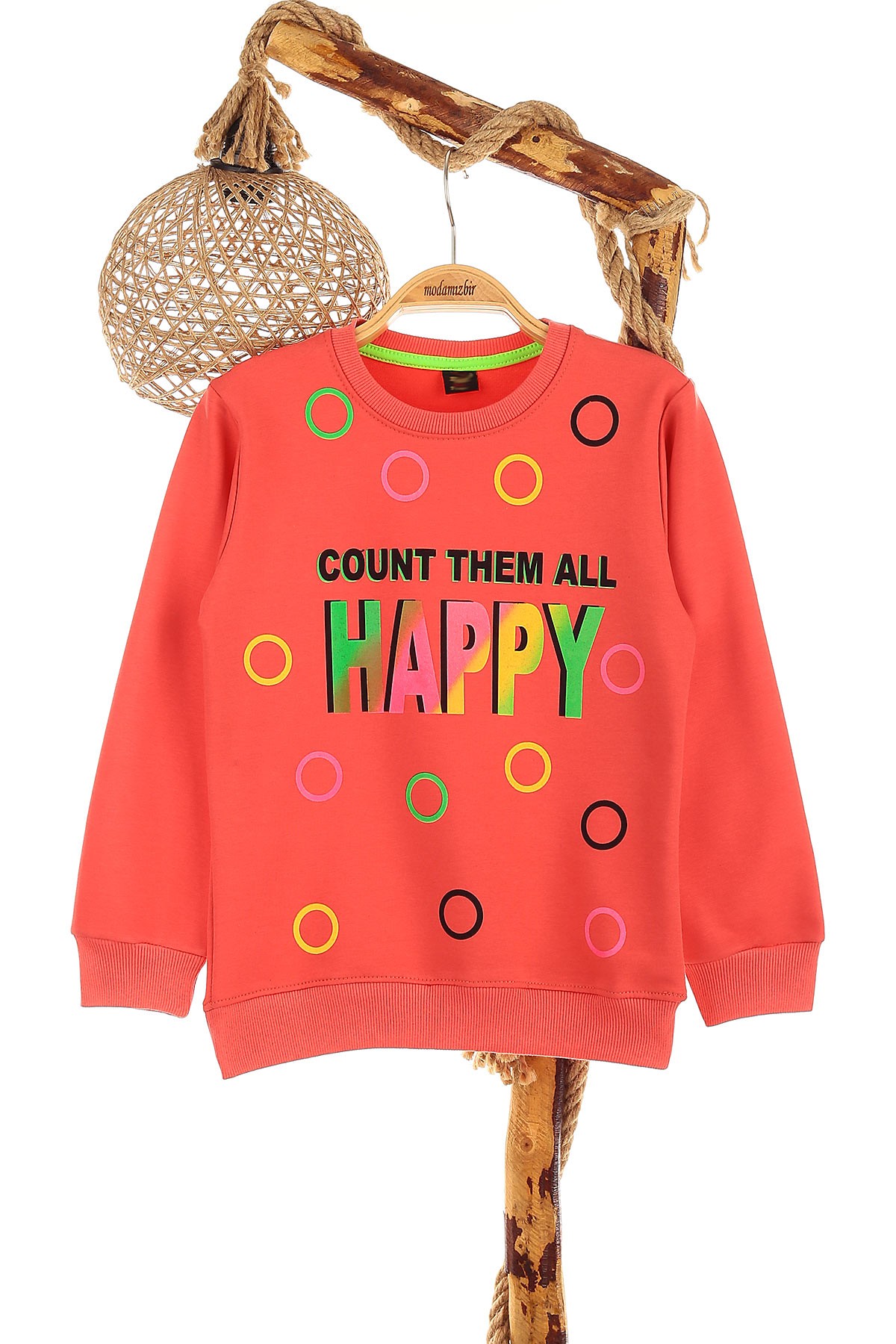 Nar Çiçeği (9-12 Yaş) Happy Baskılı Kız Çocuk Sweat 150988