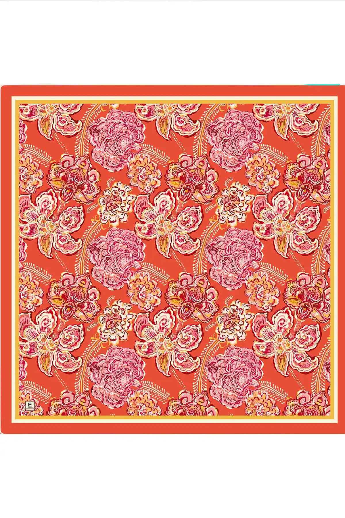 Nar Çiçeği 95x95 Cm Dijital Baskılı Mercan Desen Soft Eşarp 473270
