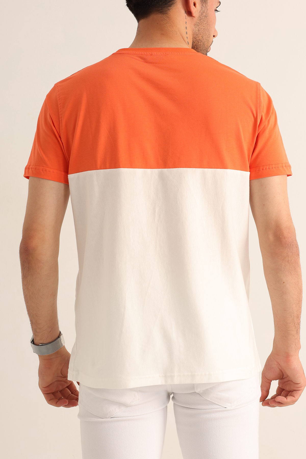 Nar Çiçeği Beyaz Relaxed Fit Things Baskılı Çift Renk Tişört 182264