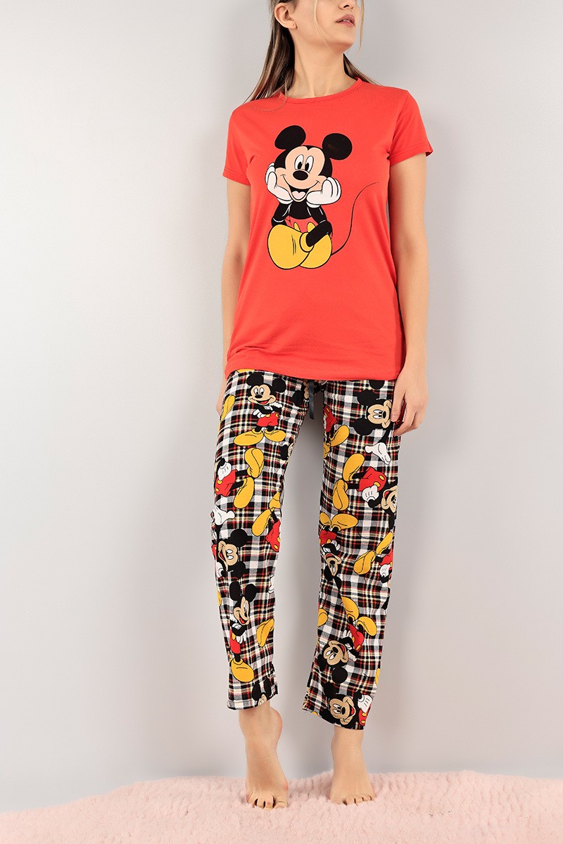 Nar Çiçeği Mickey Baskılı Pijama Takımı 105027