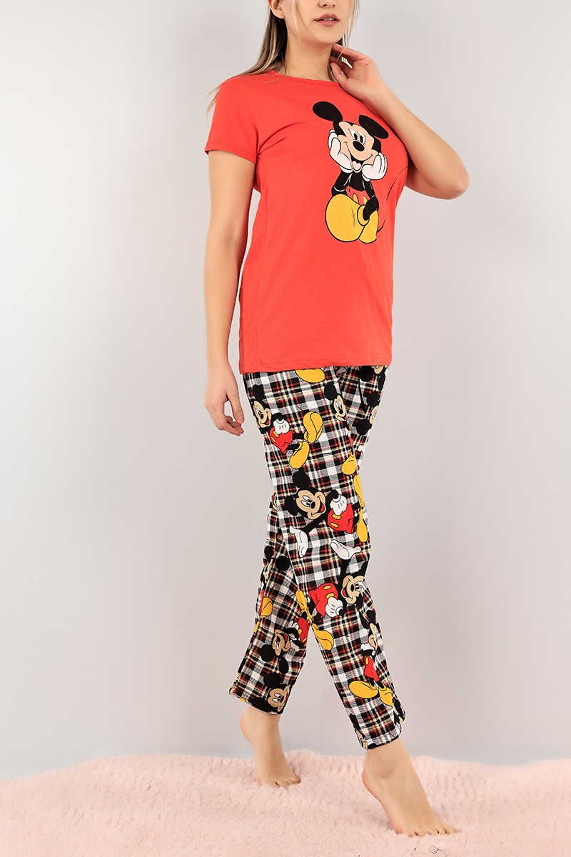 Nar Çiçeği Mickey Baskılı Pijama Takımı 105027