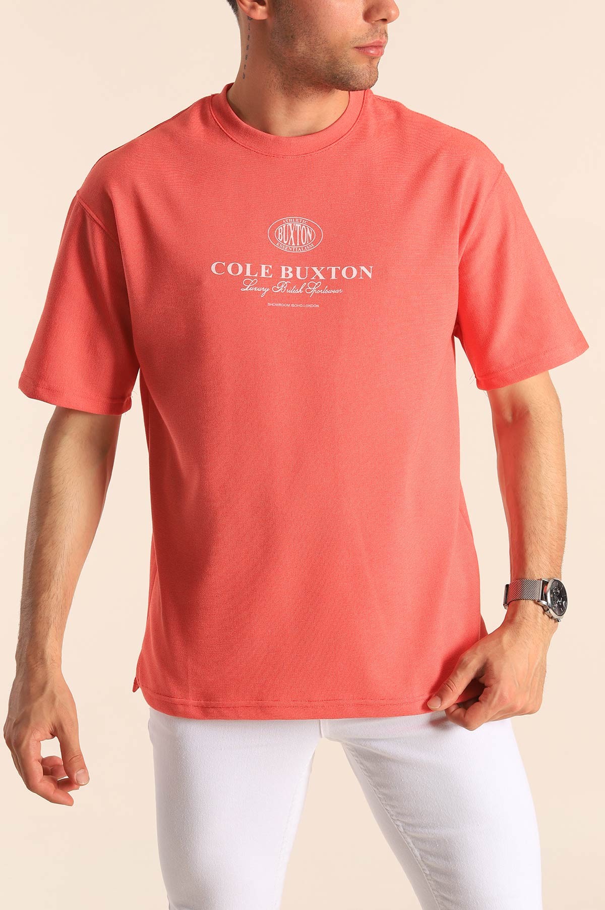Nar Çiçeği Oversize Cole Buxton Yazılı Erkek Tişört 181790