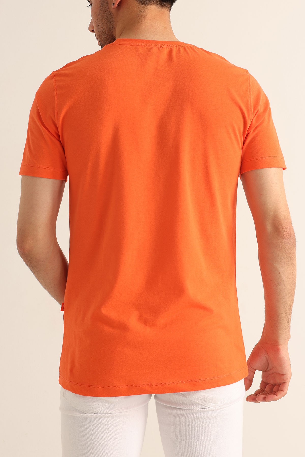 Nar Çiçeği Regular Fit Kabartma Yazı Detay Erkek Tişört 182231