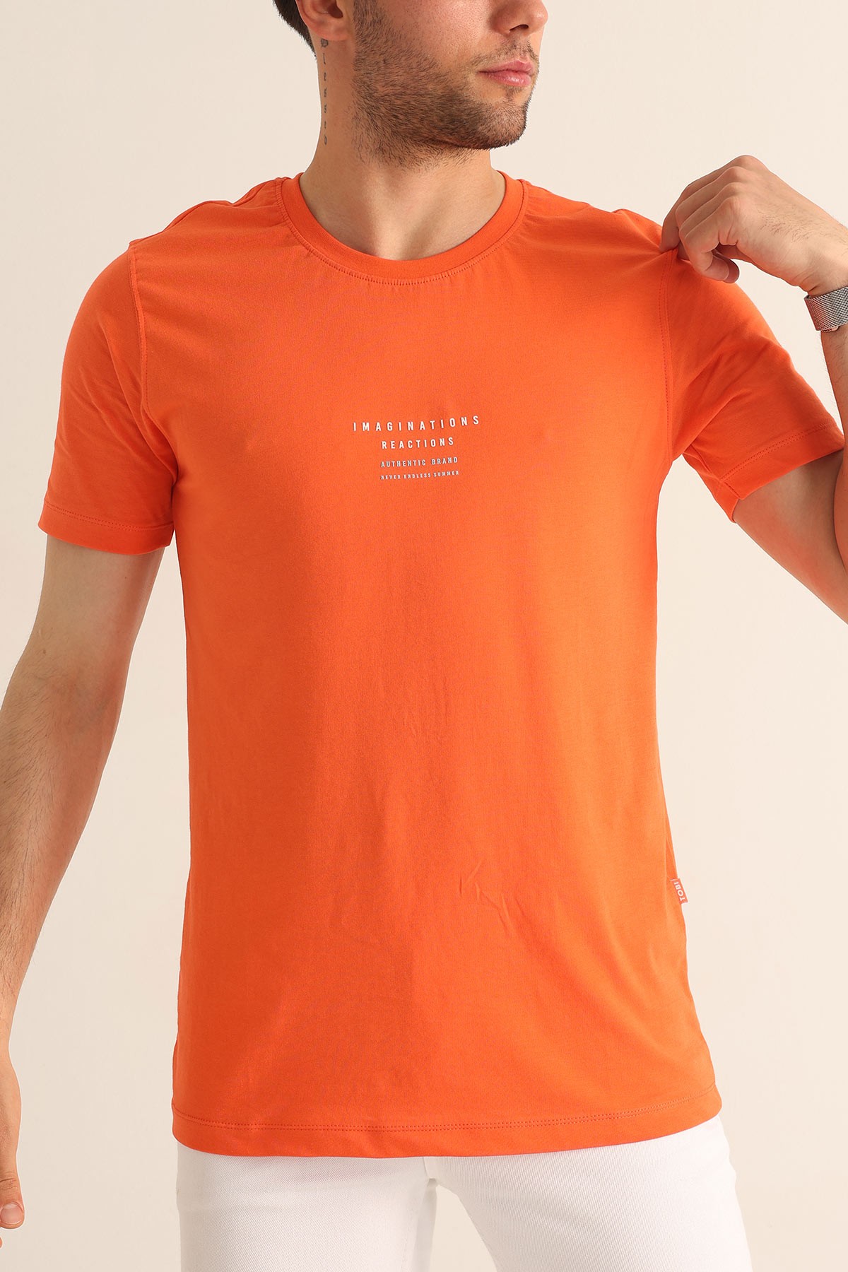 Nar Çiçeği Regular Fit Kabartma Yazı Detay Erkek Tişört 182231