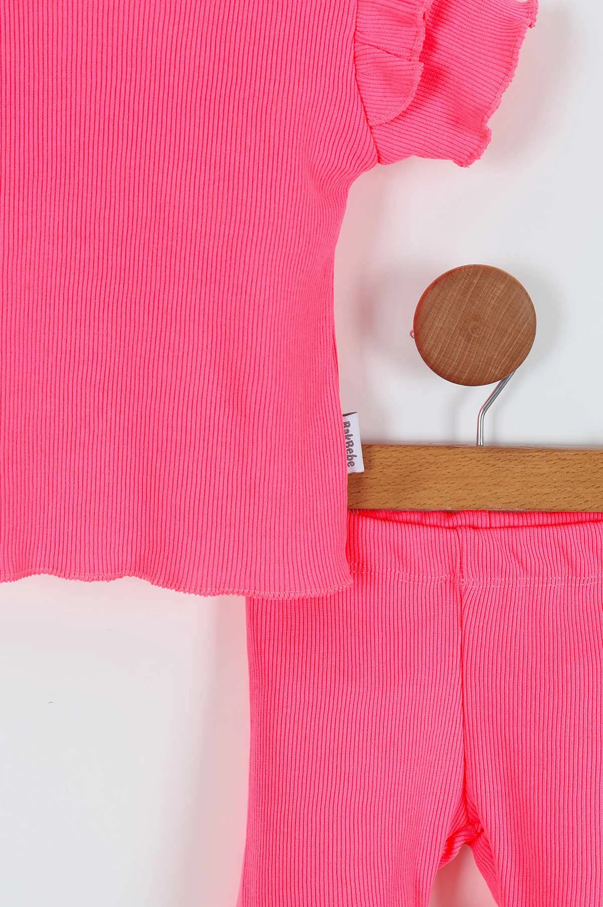 Neon Pembe (3-9 Ay) Kol Fırfırlı Fitilli Kız Bebek Takım 264720