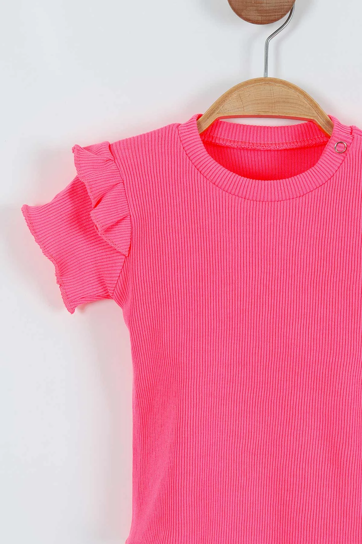 Neon Pembe (3-9 Ay) Kol Fırfırlı Fitilli Kız Bebek Takım 264720