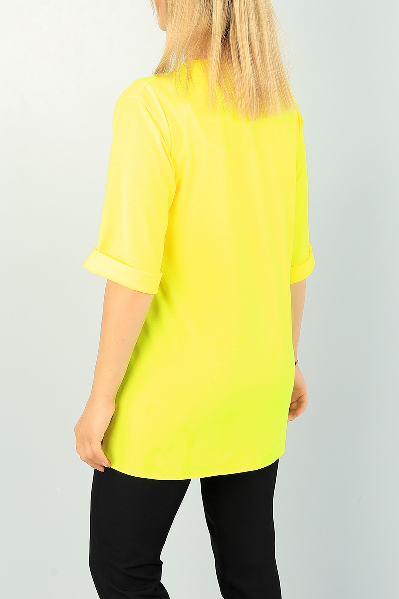 Neon Sarı Duble Kol Bayan Tişört 70246