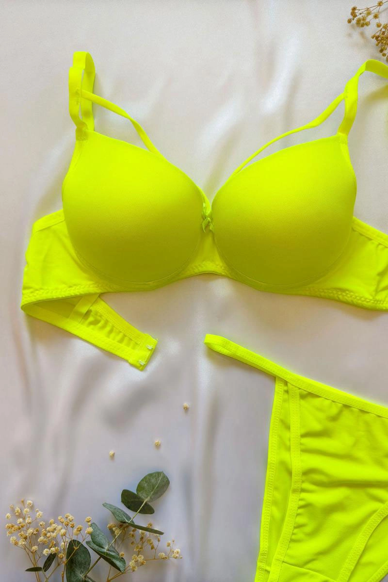 Neon Sarı İpli Destekli Mikro Sütyen Takım 357082