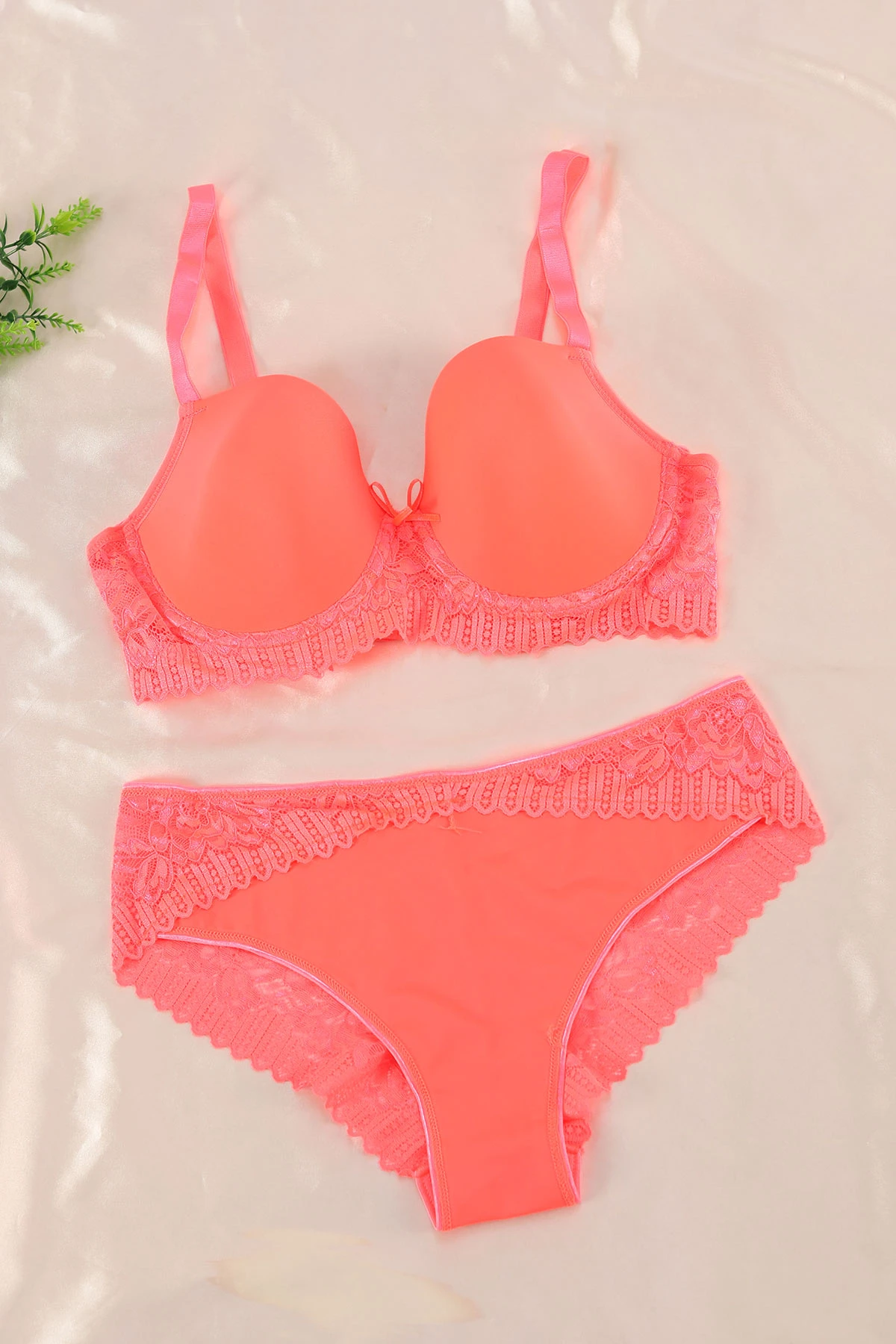 Neon Turuncu Desteksiz C Cup Sütyen Takım 365969