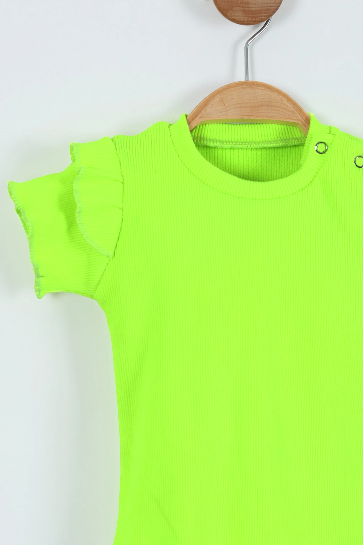 Neon Yeşil (3-9 Ay) Kol Fırfırlı Fitilli Kız Bebek Takım 264718