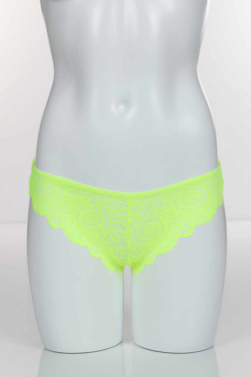 Neon Yeşil 3724 Bikini Ön Bant Arka Lazer kesim Külot 101874