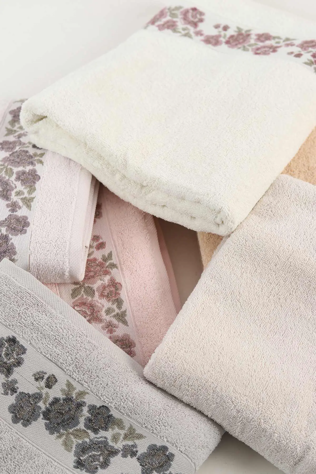 Nurpak 6'lı 90x150 Cm Gülizar Banyo Havlu Seti - Çeyiz Seti 449011