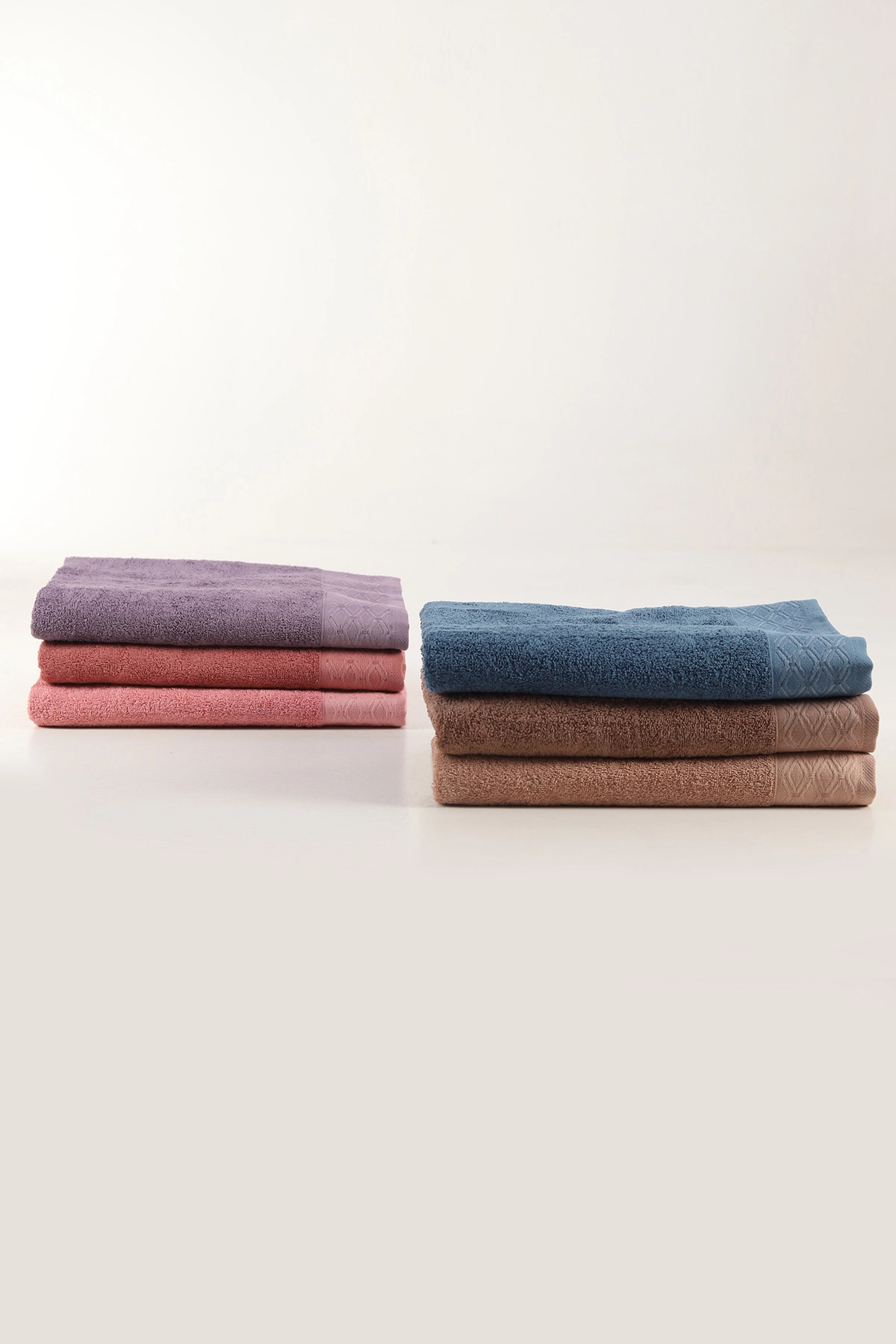 Nurpak 6'lı 90x150 Cm Jakarlı Elmas Banyo Havlu Seti - Çeyiz Seti 448961
