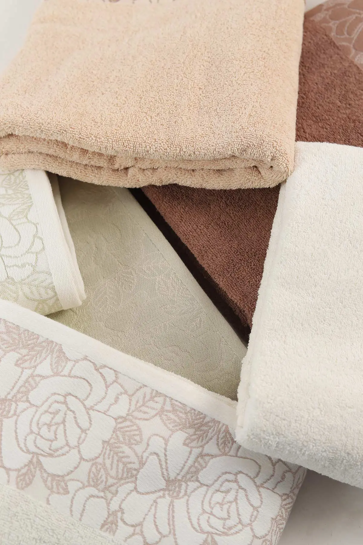 Nurpak 6'lı 90x150 Flora Banyo Havlu Seti - Çeyiz Seti 448985