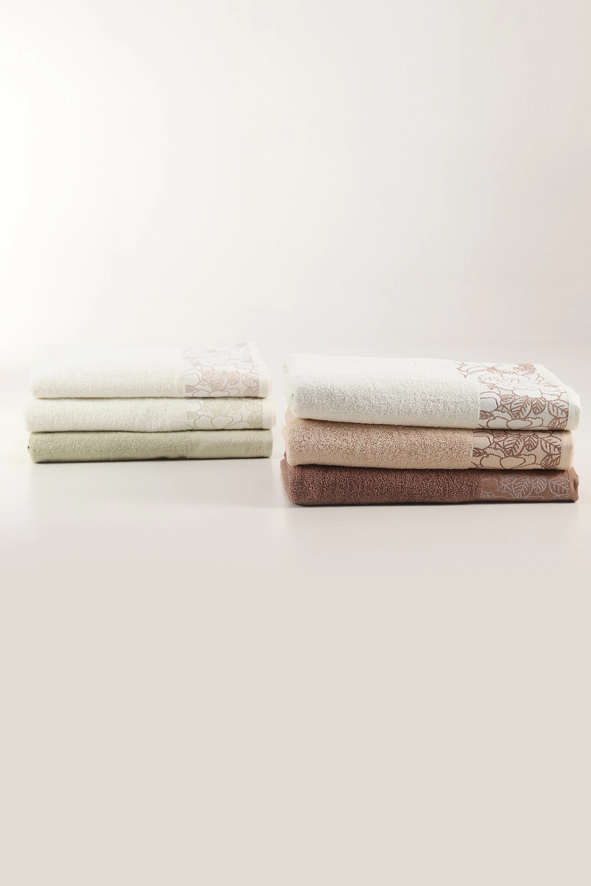 Nurpak 6'lı 90x150 Flora Banyo Havlu Seti - Çeyiz Seti 448985
