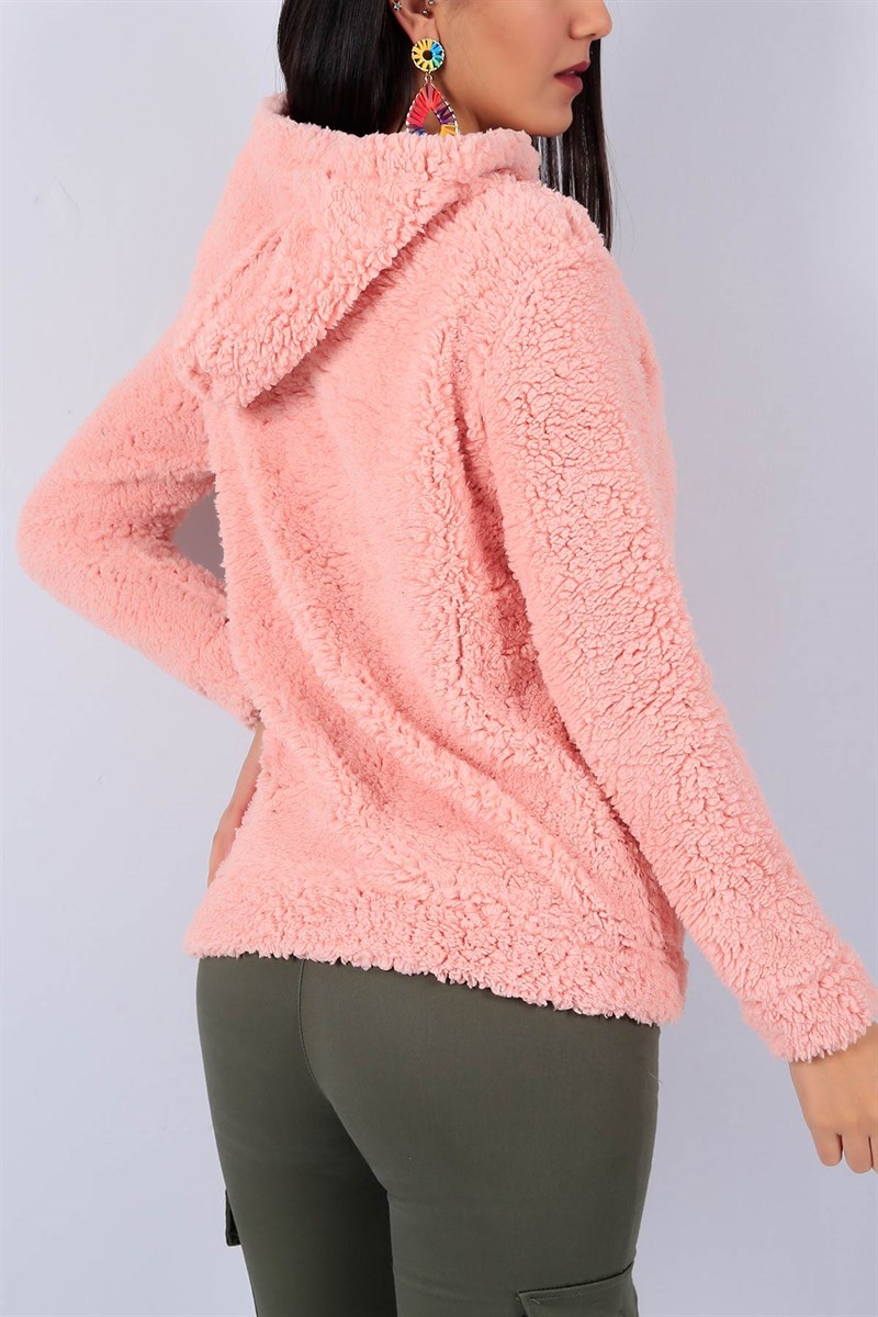 Önü Baskılı Pudra Bayan Yumoş Sweat 22464B