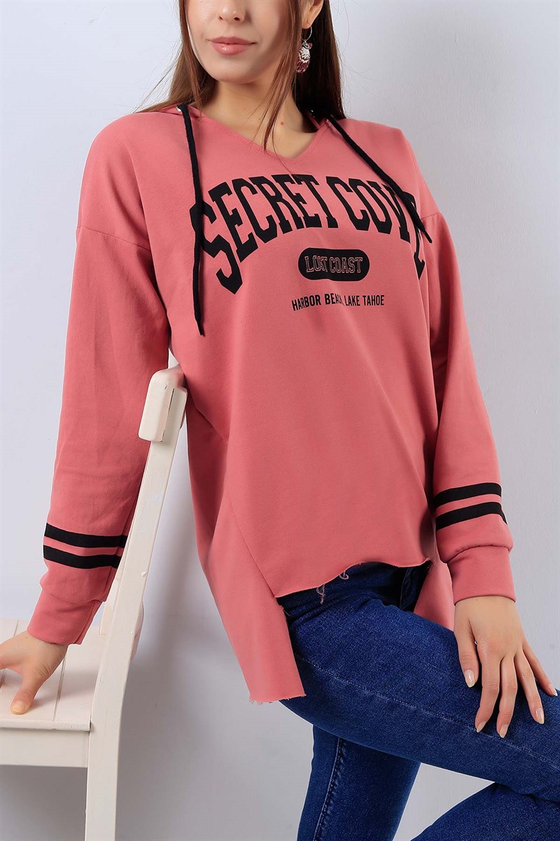 Önü Kısa Baskılı Pudra Sweat 18100B