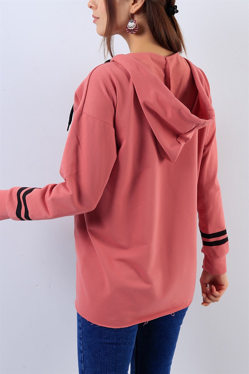 Önü Kısa Baskılı Pudra Sweat 18100B