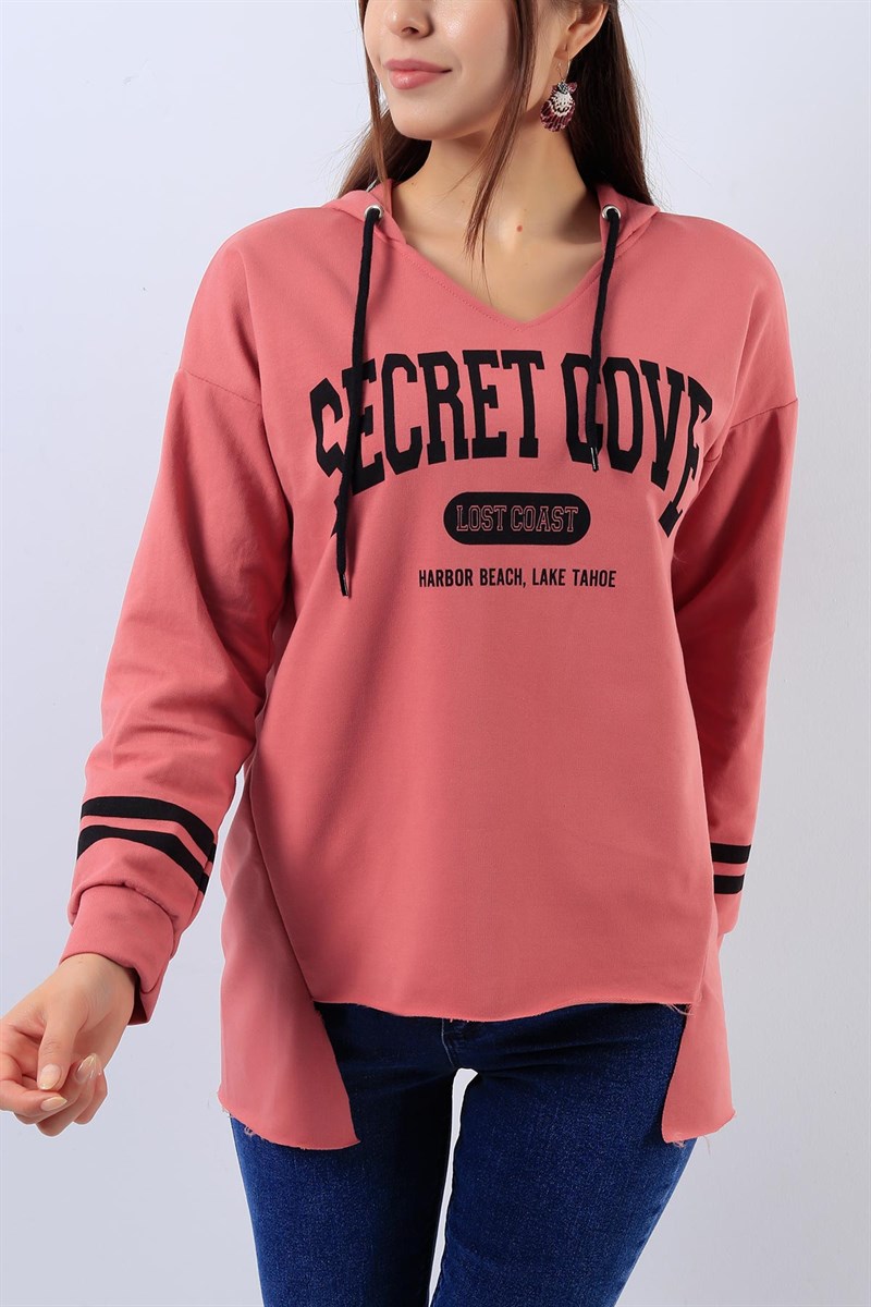 Önü Kısa Baskılı Pudra Sweat 18100B