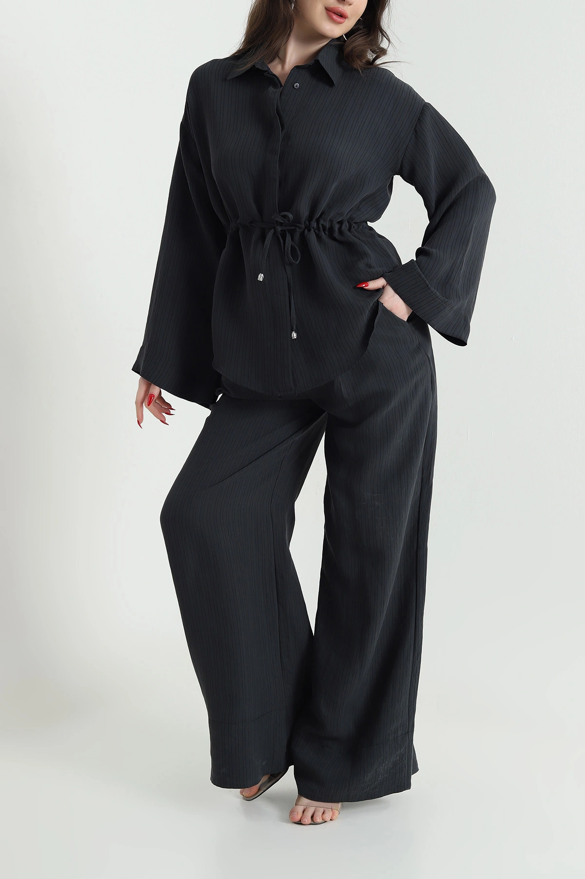 Oversize Çizgili Kadın İkili Takım 444293