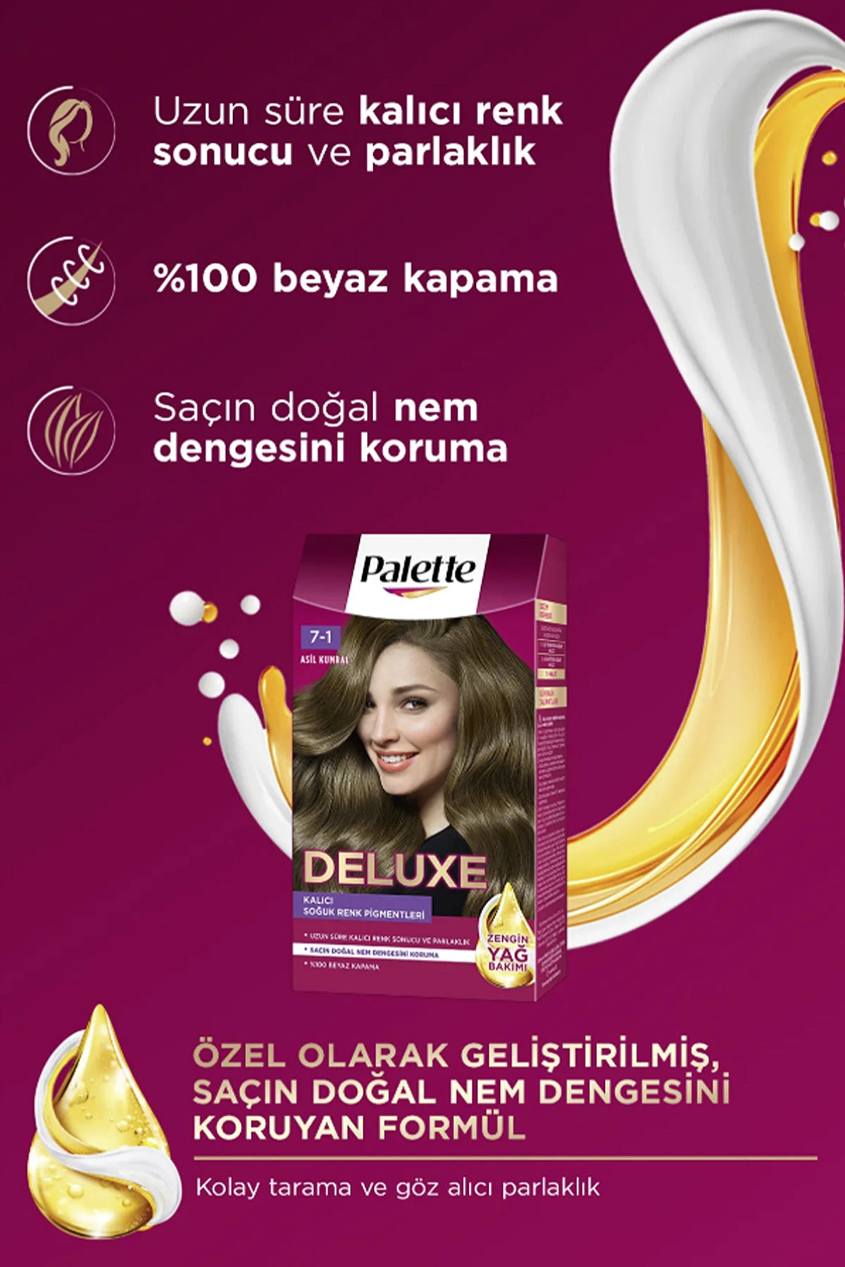 Palette Yoğun Renkler 7-1 Asil Kumral Saç Boyası 50Ml 275373