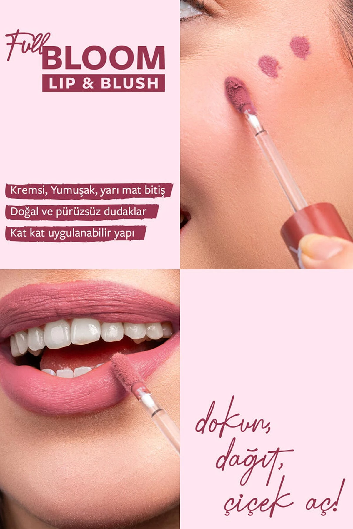 Pastel Full Bloom Lip & Blush - 76 Flora - Dudak ve Yanak Renklendirici 4.8 Ml 418380