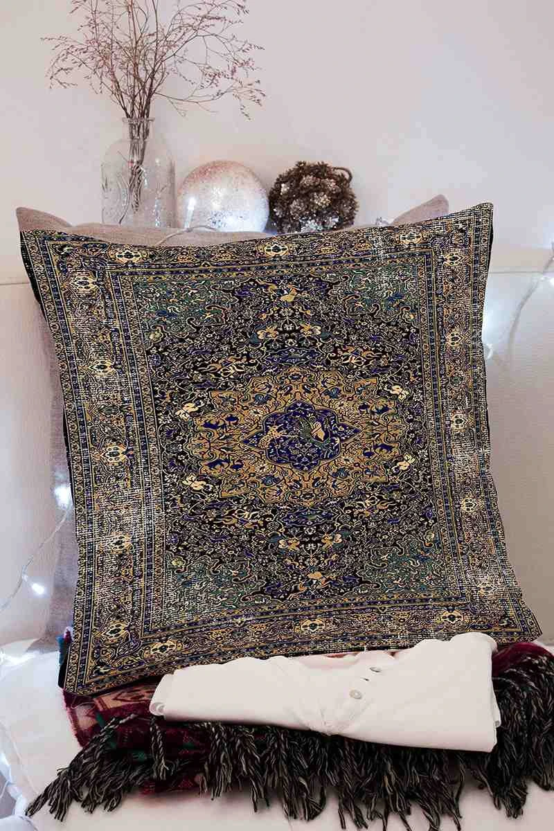 Füme 43x43 Dijital Baskılı Fermuarlı Modern Kırlent Kılıfı 252262