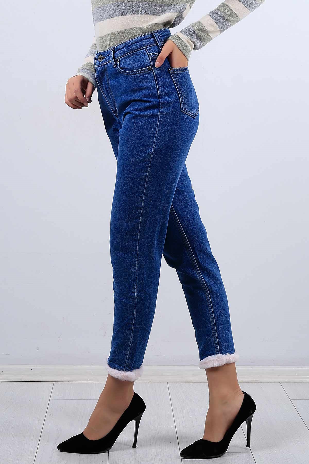 Peluş Paça Mom Kot Pantolon 4617B