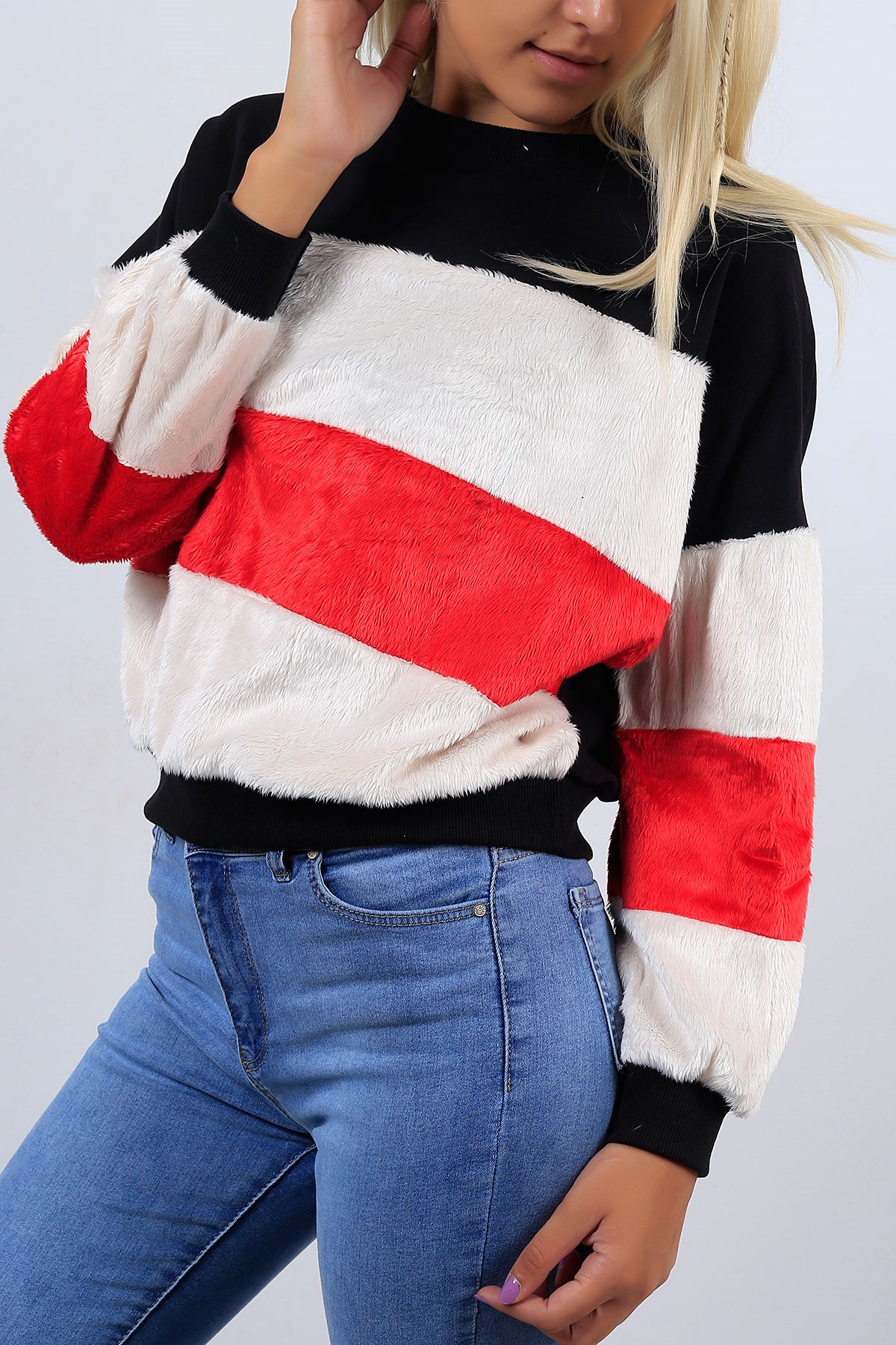 Peluşlu Siyah Sweat 3440B