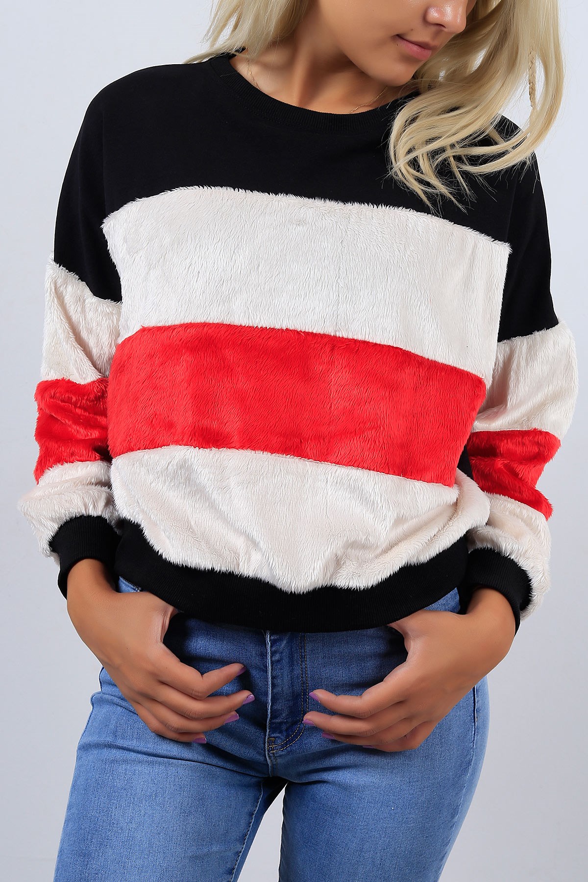 Peluşlu Siyah Sweat 3440B