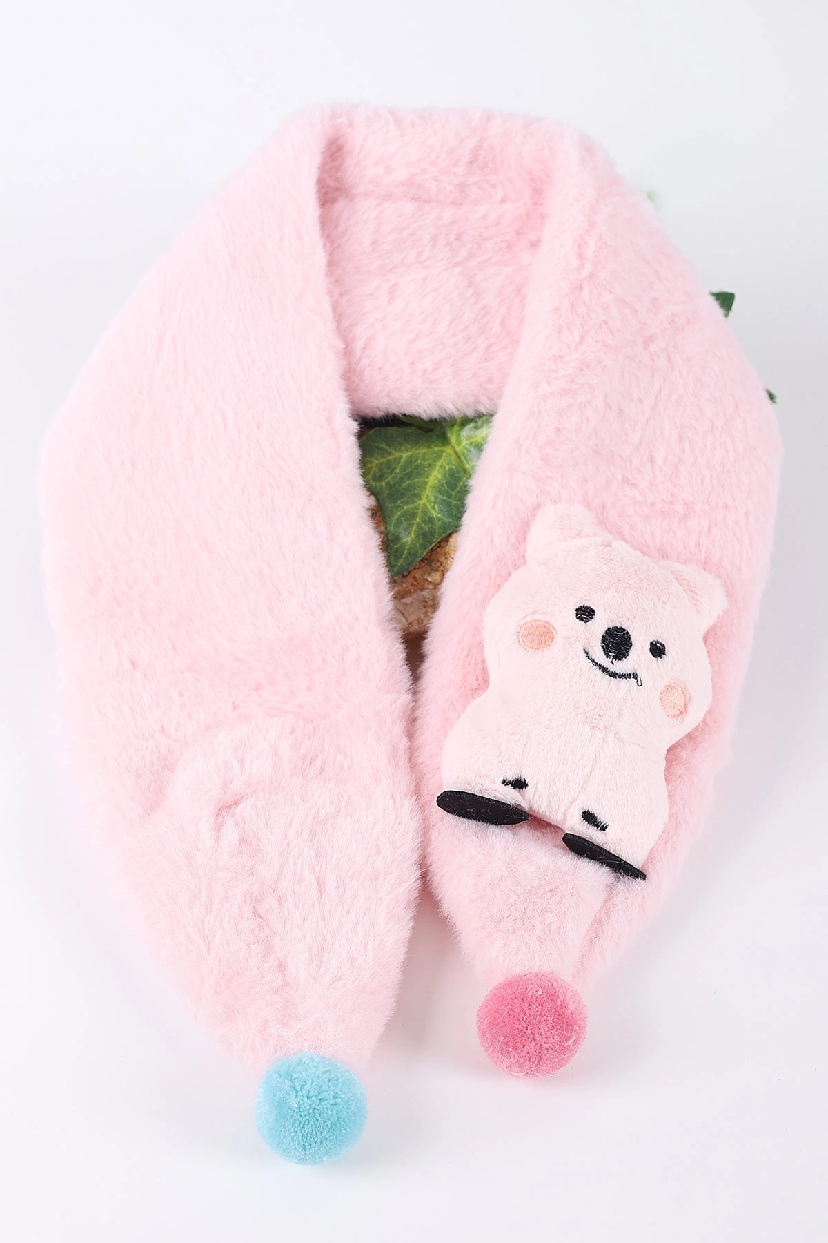 Pembe (0-10 Yaş)   Ayıcık Nakışlı  Ponponlu Peluş Bebek&Çocuk Atkı&Aksesuar 410973