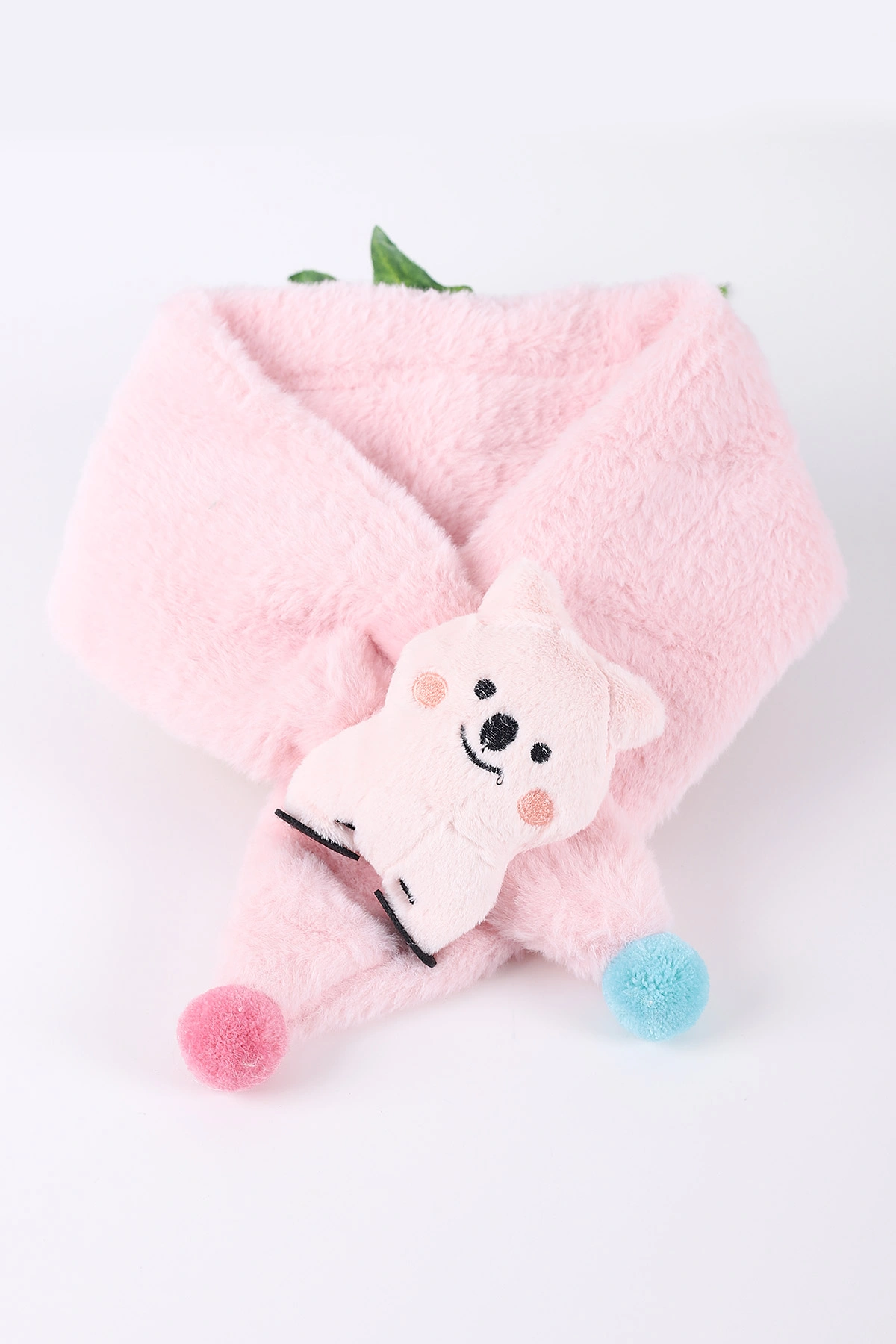 Pembe (0-10 Yaş)   Ayıcık Nakışlı  Ponponlu Peluş Bebek&Çocuk Atkı&Aksesuar 410973