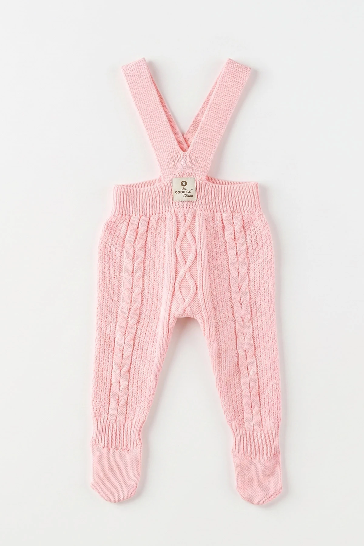Pembe (0-12 Ay) Örgülü Ayaklı Kız Bebek Triko Salopet 474326