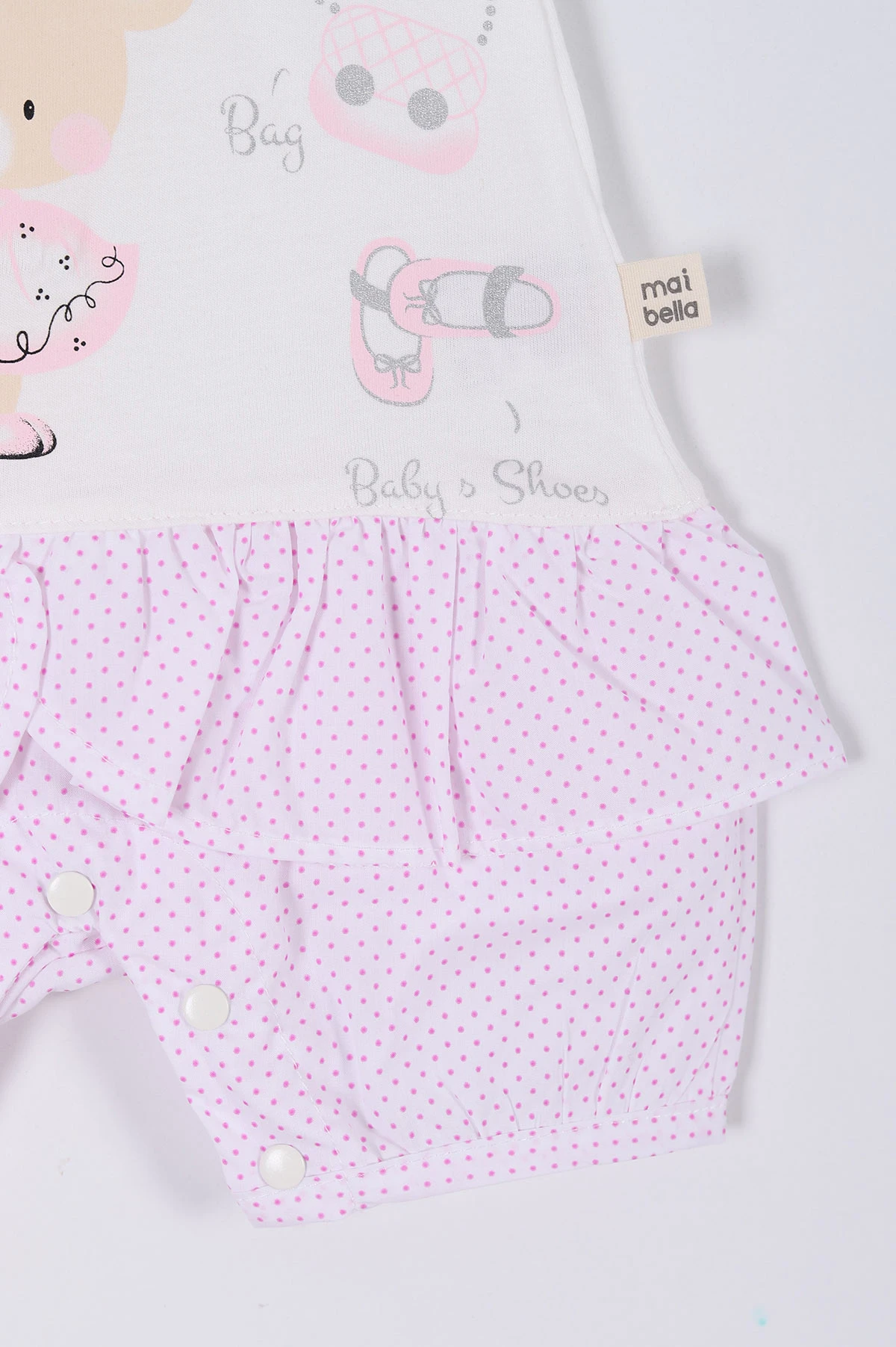 Pembe (0-12 Ay) Sevimli Ayıcık  Baskılı Kız Bebek Tulum 263895