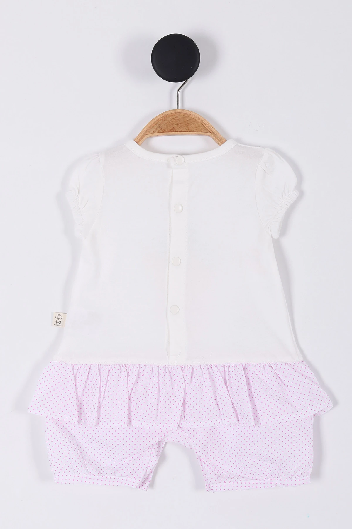 Pembe (0-12 Ay) Sevimli Ayıcık  Baskılı Kız Bebek Tulum 263895