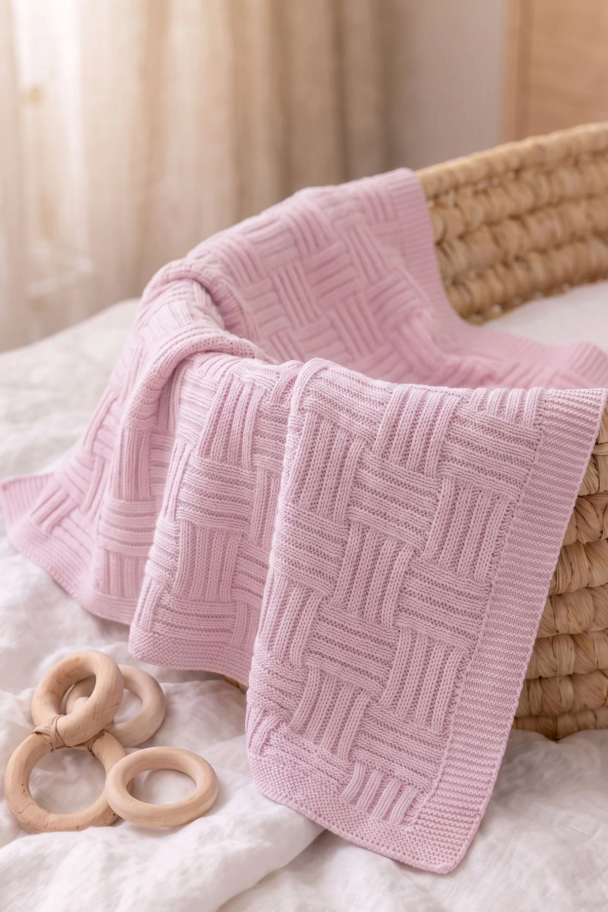 Pembe (0-12 Ay)Sepet Örgülü Triko Bebek Battaniye 477472