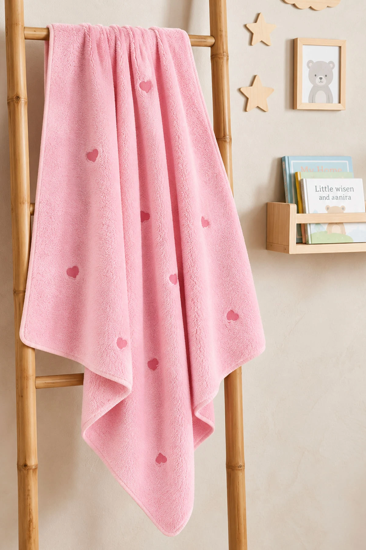Pembe (0-18 Ay) Kalp Nakışlı  Wellsoftt  Bebek Battaniye 493881