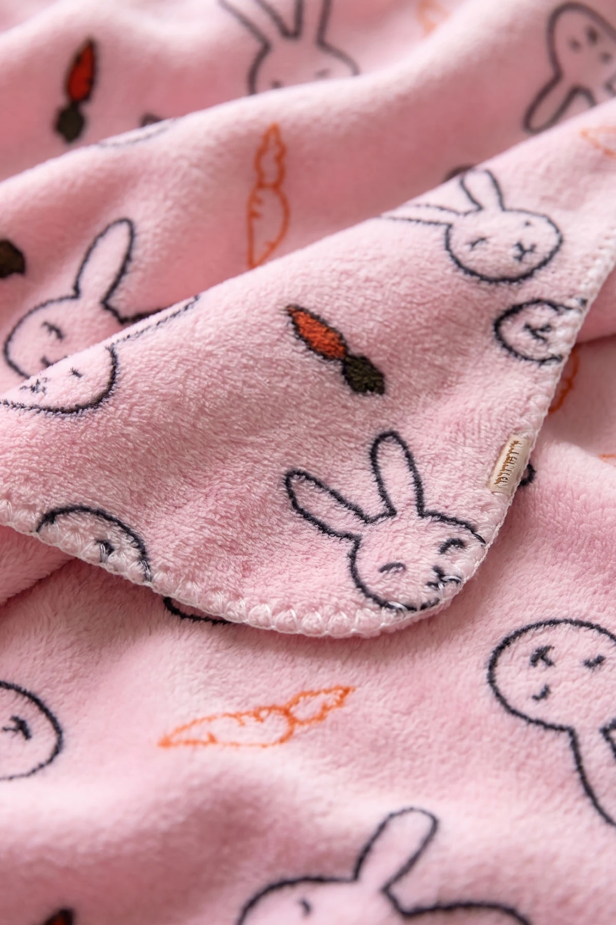 Pembe (0-18 Ay) Tavşan Desenlii  Peluş  Bebek Battaniye 477430