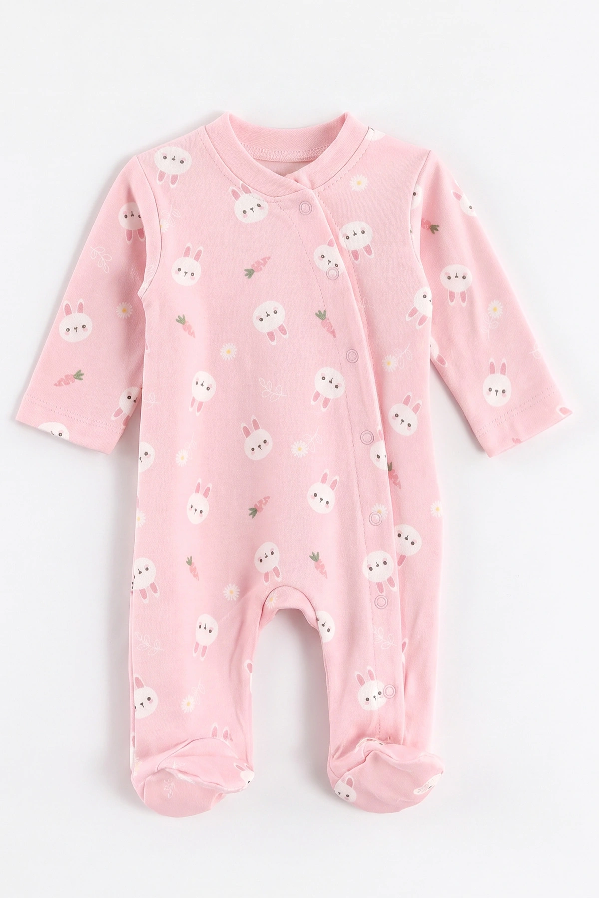 Pembe (0-3 Ay) Anımals Baskılı Raporlu ve Şapkalı 2'li Kız Bebek Tulum 492626