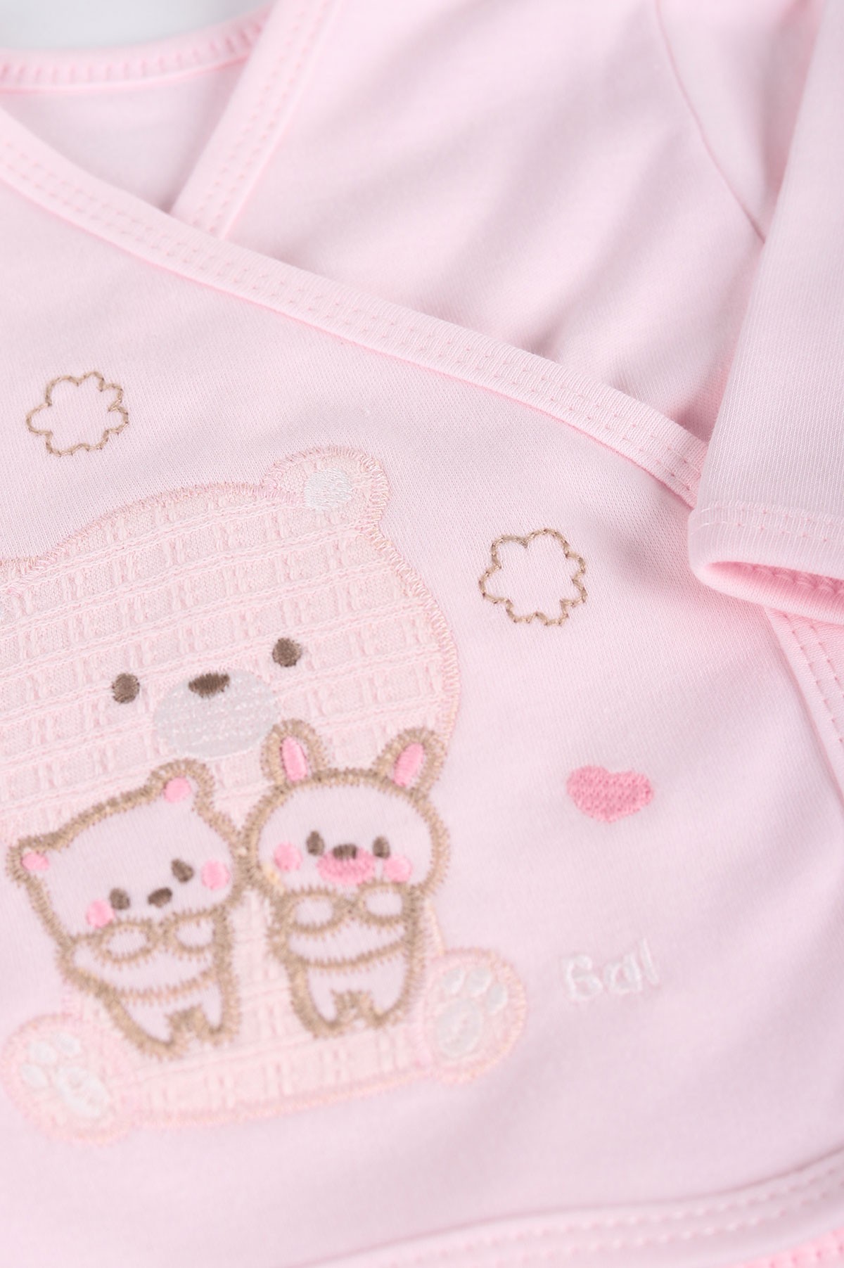 Pembe (0-3 Ay) Ayı Nakışlı 5'li Kız Bebe Takım 219715