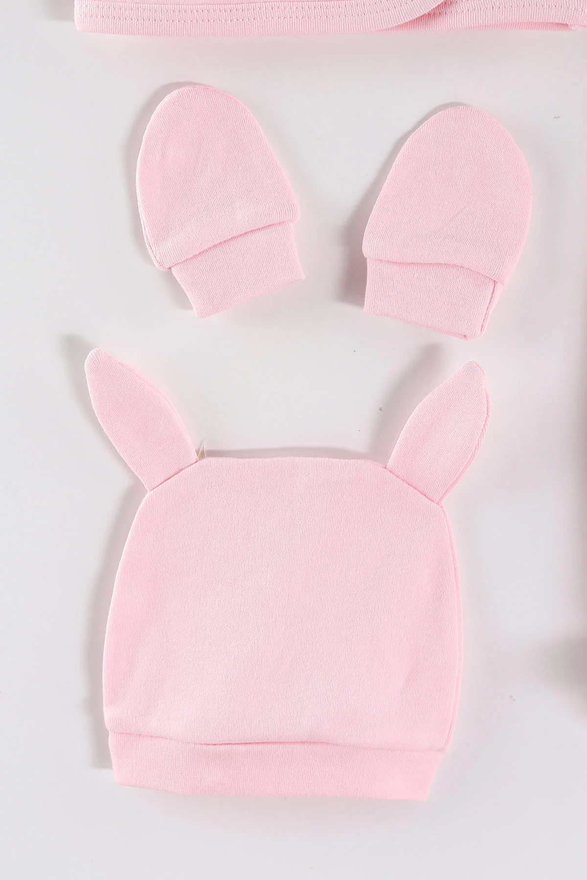 Pembe (0-3 Ay) Fiyonklu Tavşan Nakışlı  Patikli 5'li Kız Bebek Takım 462974